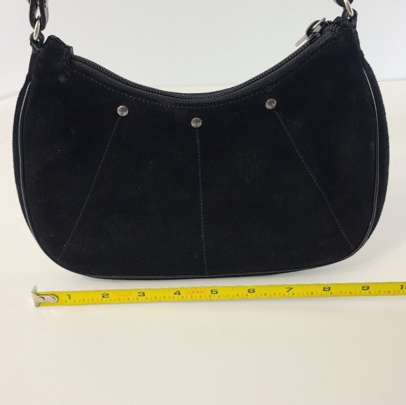 YSL Yves Saint Laurent Suede Patent Leather Demi Pouchette Pochette Baguette Bag - Picture 4 of 16